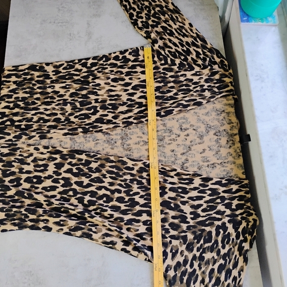 Halogen Linen Blend Leopard Print Long Line Open Front Cardigan Plus Size 1X - Picture 10 of 11